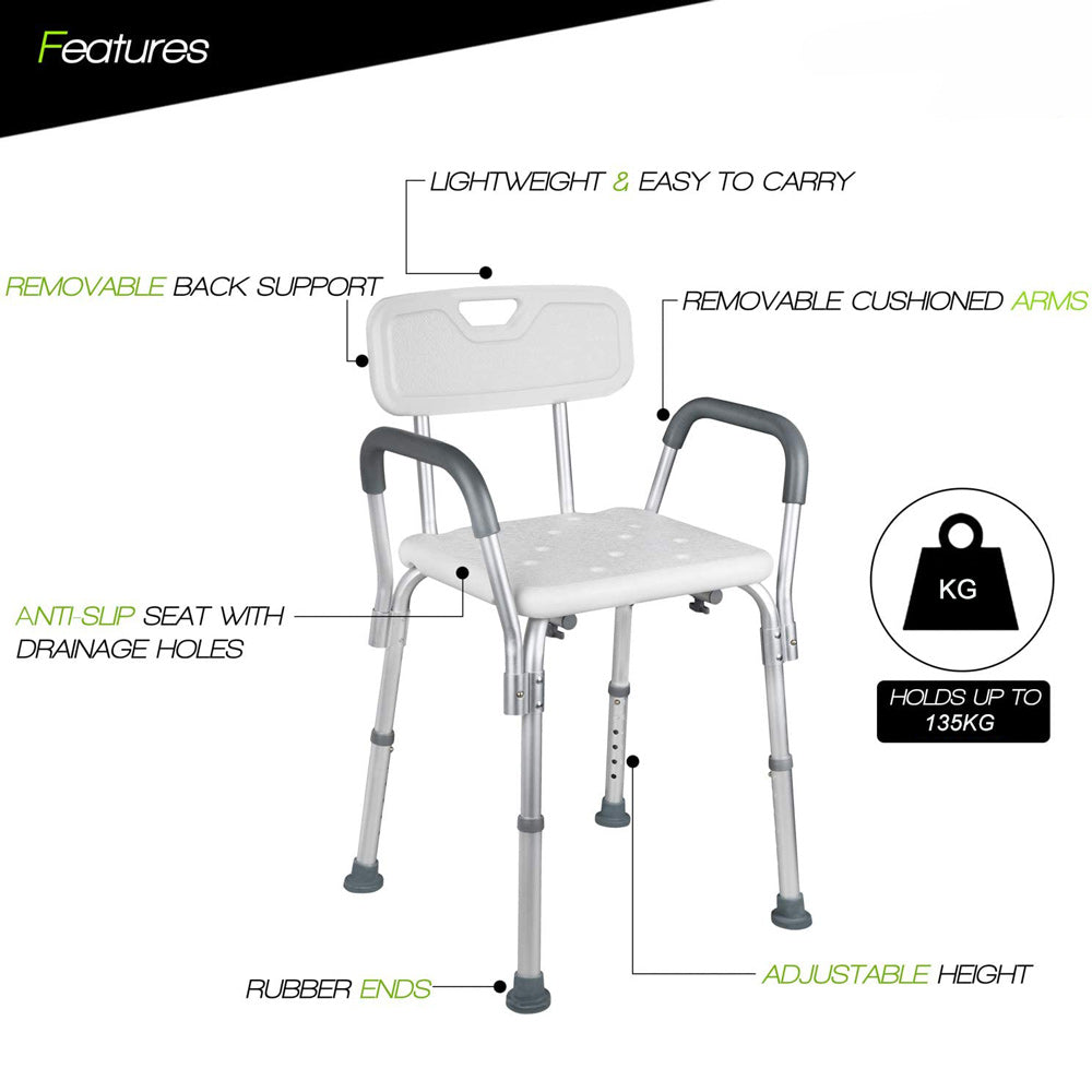 Adjustable Medical Shower Chair Portable Stool Mobility bathtub chair